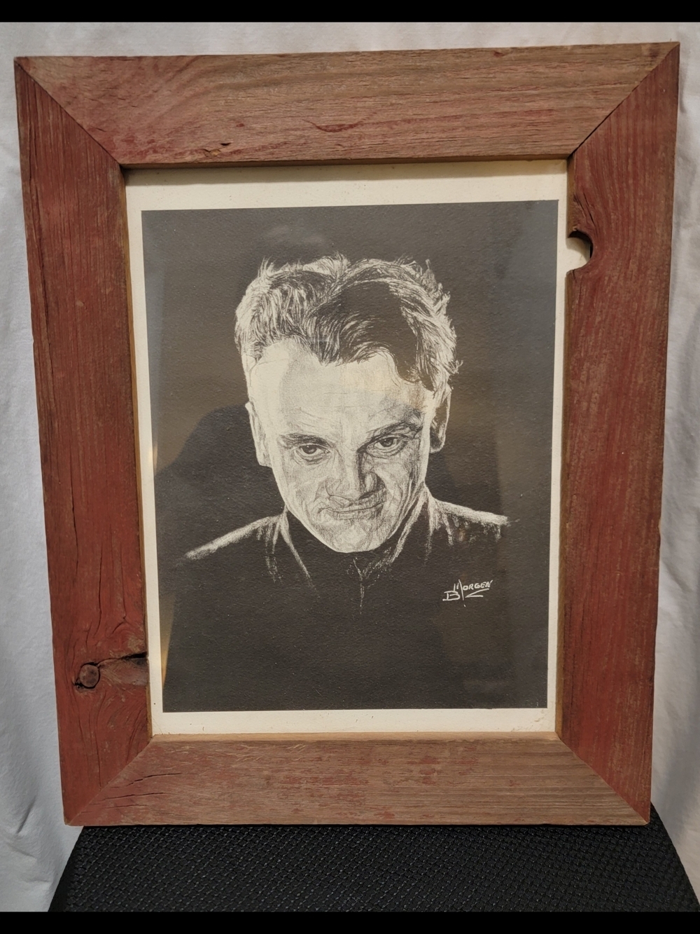 B. Morgan Sketch Of James Cagney In Rustic Frame